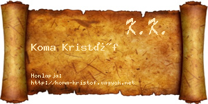 Koma Kristóf névjegykártya